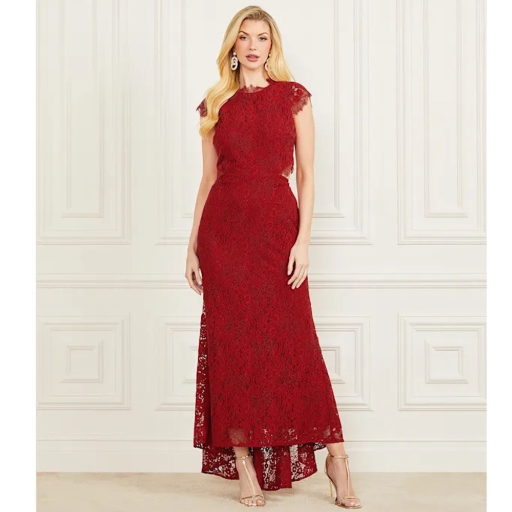 Marciano Hannah lace maxi dress gown with back cut out